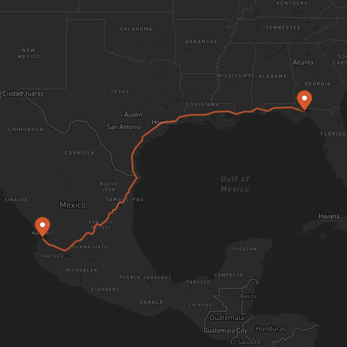 Ruta Tepic - Tallahassee