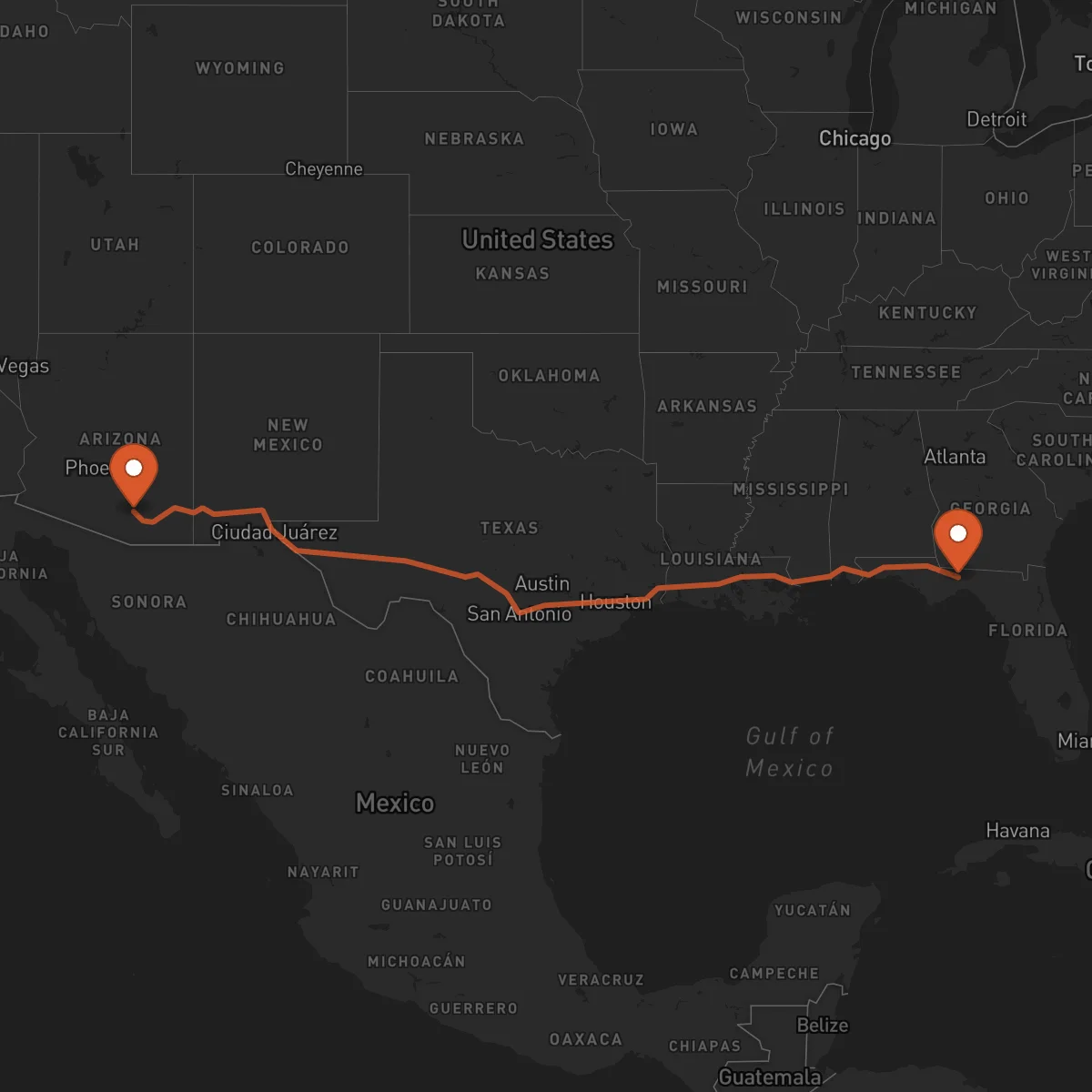 Ruta Tucson - Tallahassee