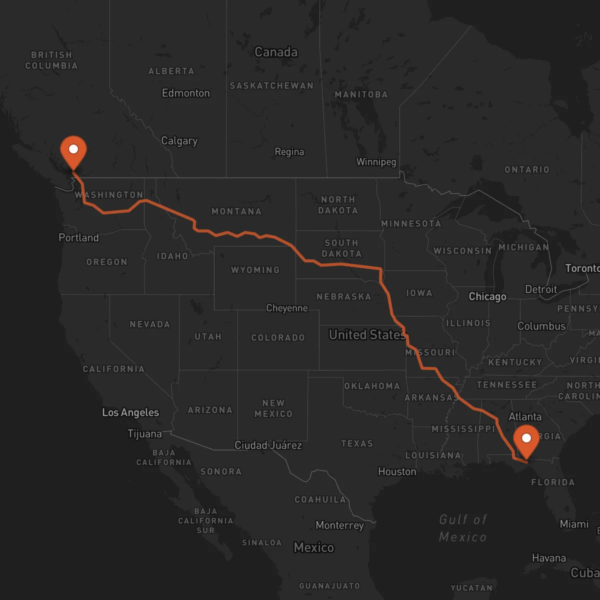 Ruta Vancouver - Tallahassee