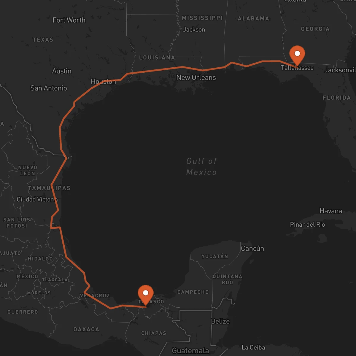 Ruta Tallahassee - Villahermosa