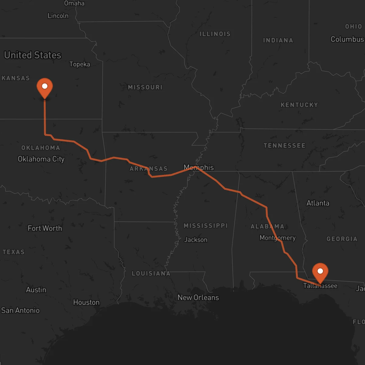Ruta Tallahassee - Wichita