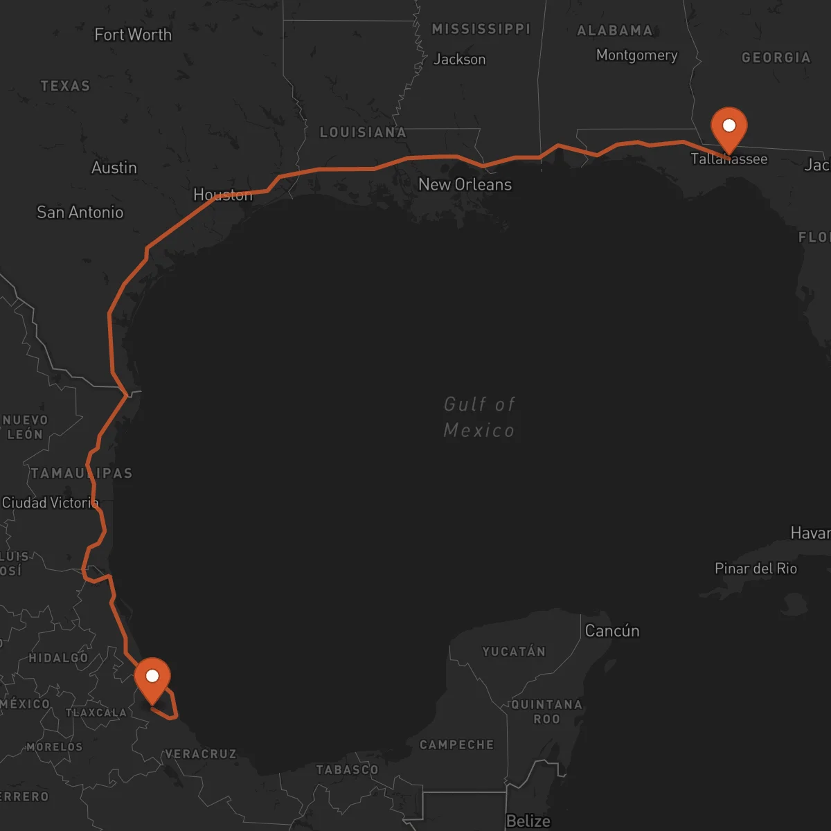 Ruta Xalapa - Tallahassee