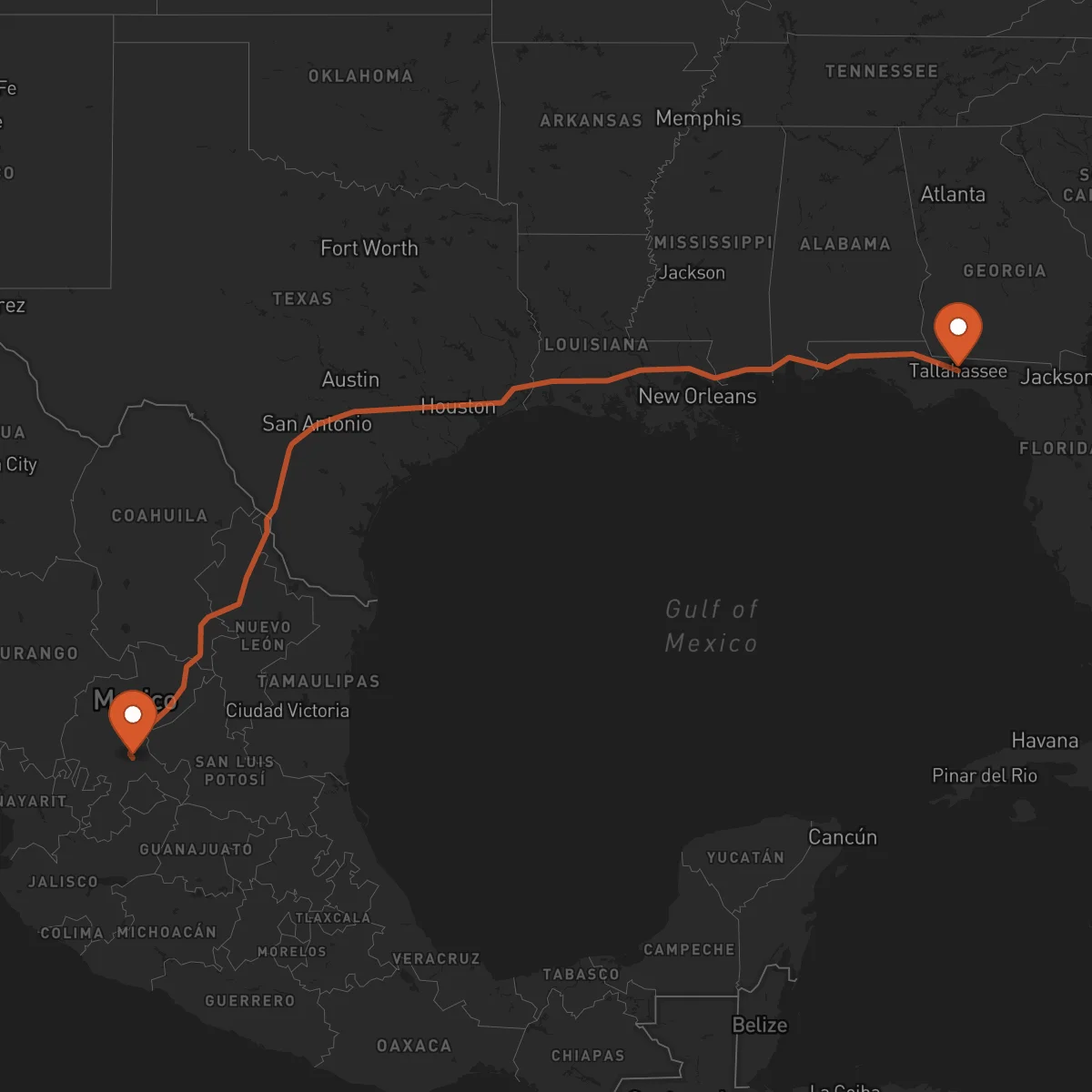Ruta Zacatecas - Tallahassee