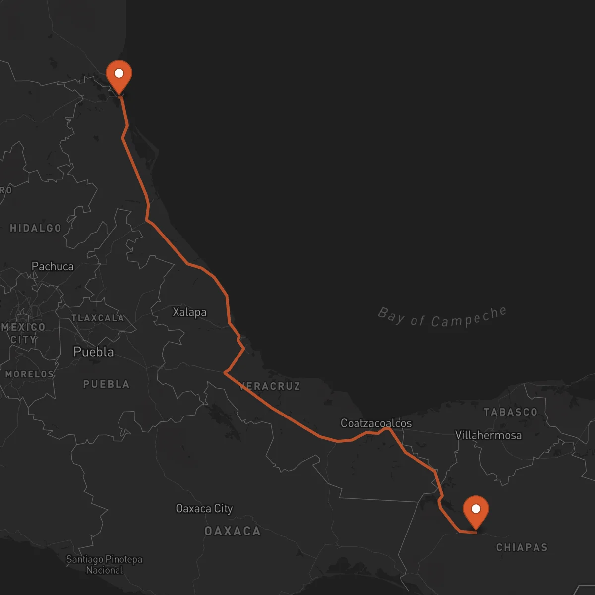 Ruta Tampico - Tuxtla Gutiérrez