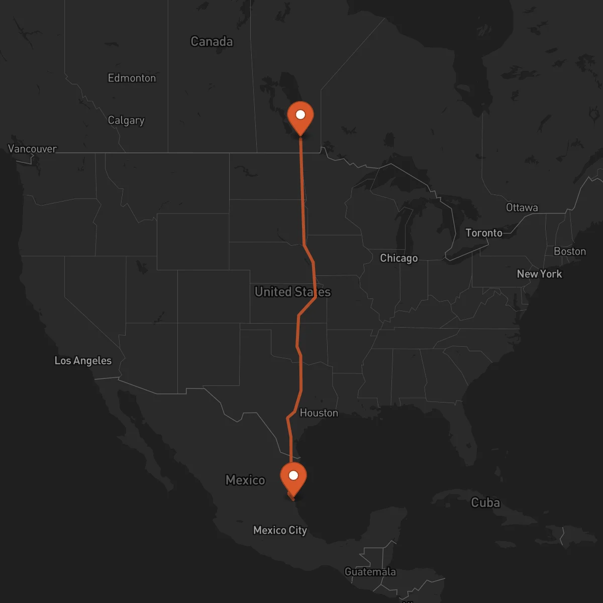 Ruta Tampico - Winnipeg