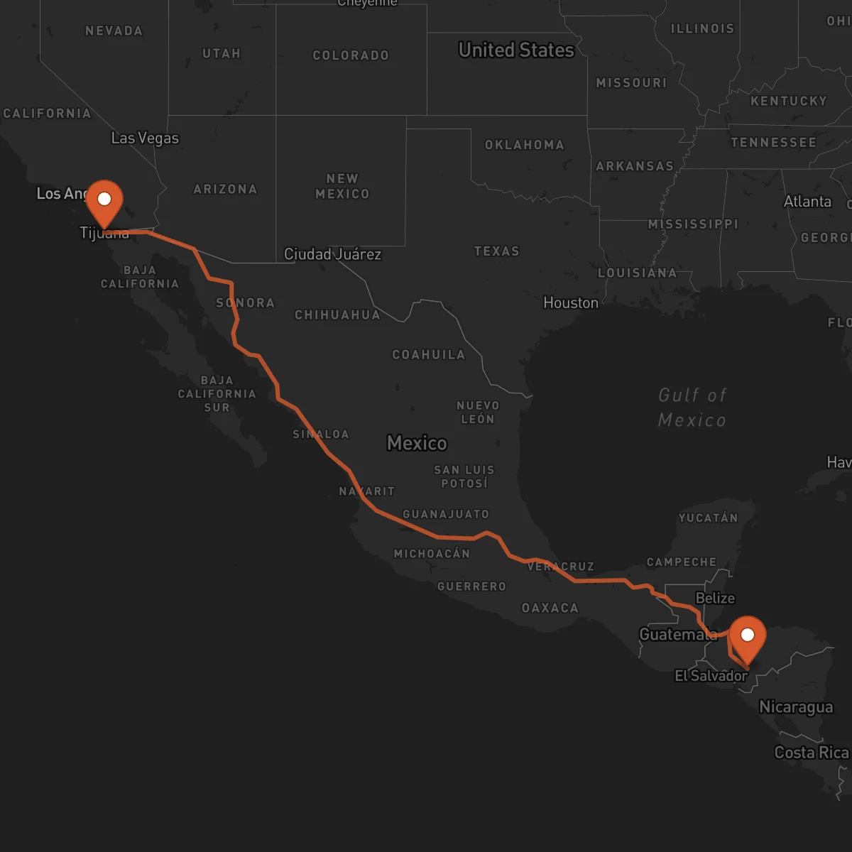 Ruta Tégucigalpa - Tijuana