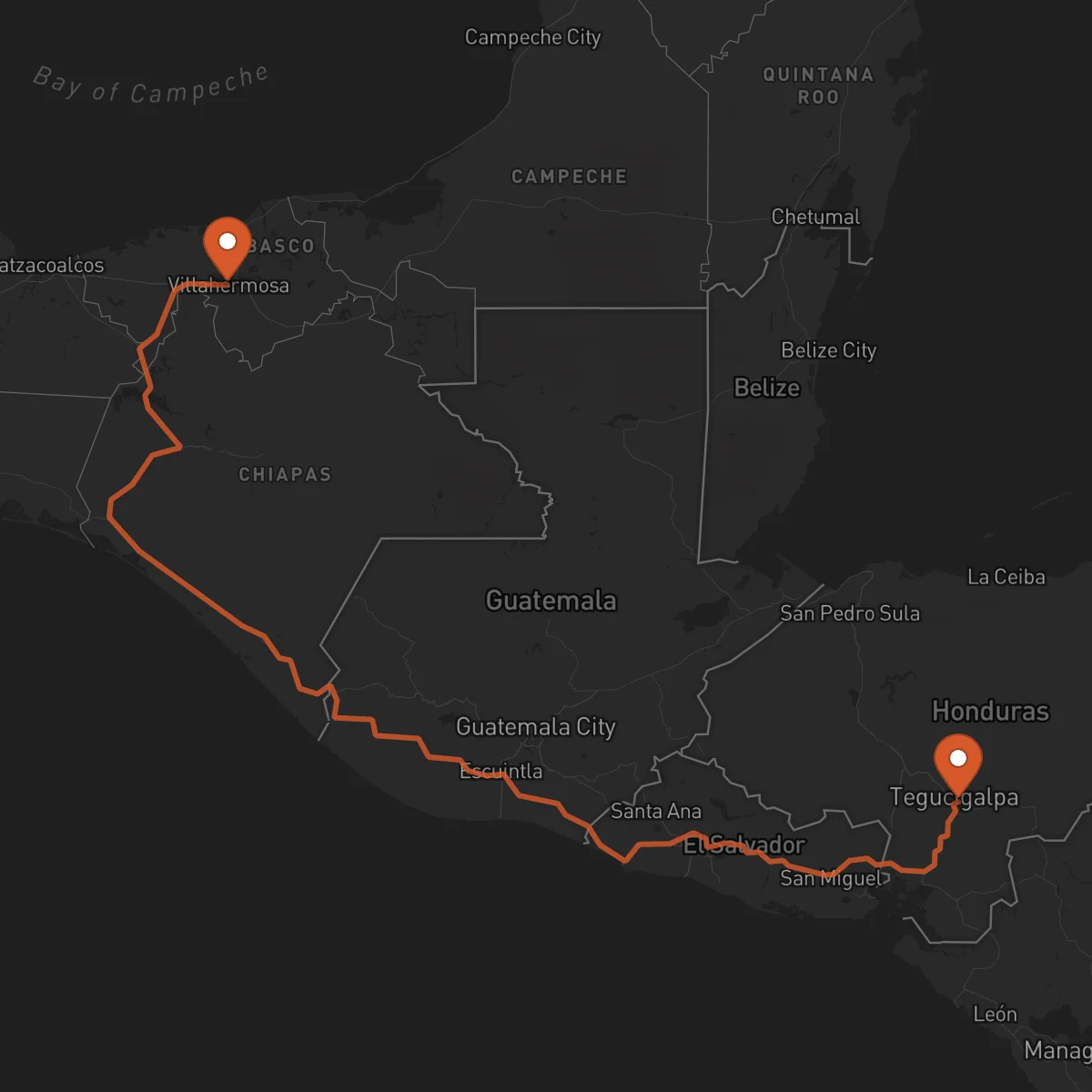 Ruta Villahermosa - Tégucigalpa