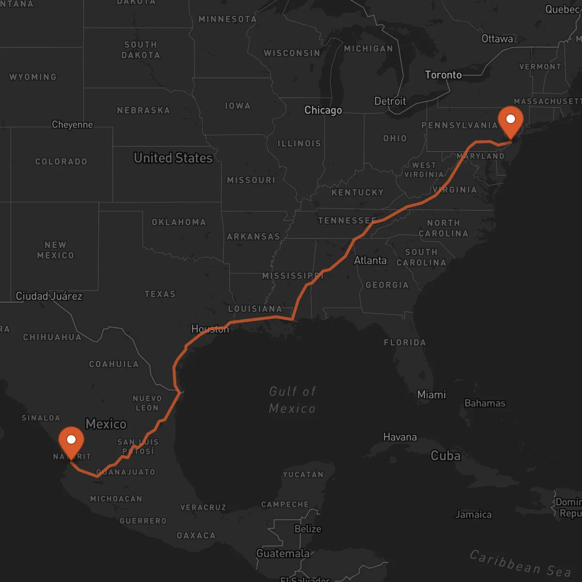 Ruta Tepic - Trenton