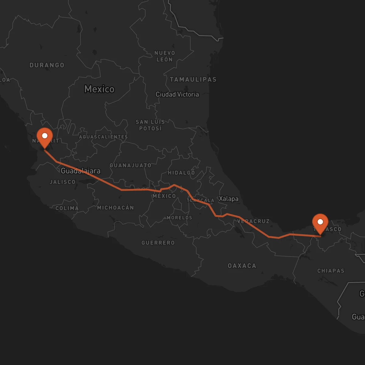 Ruta Villahermosa - Tepic
