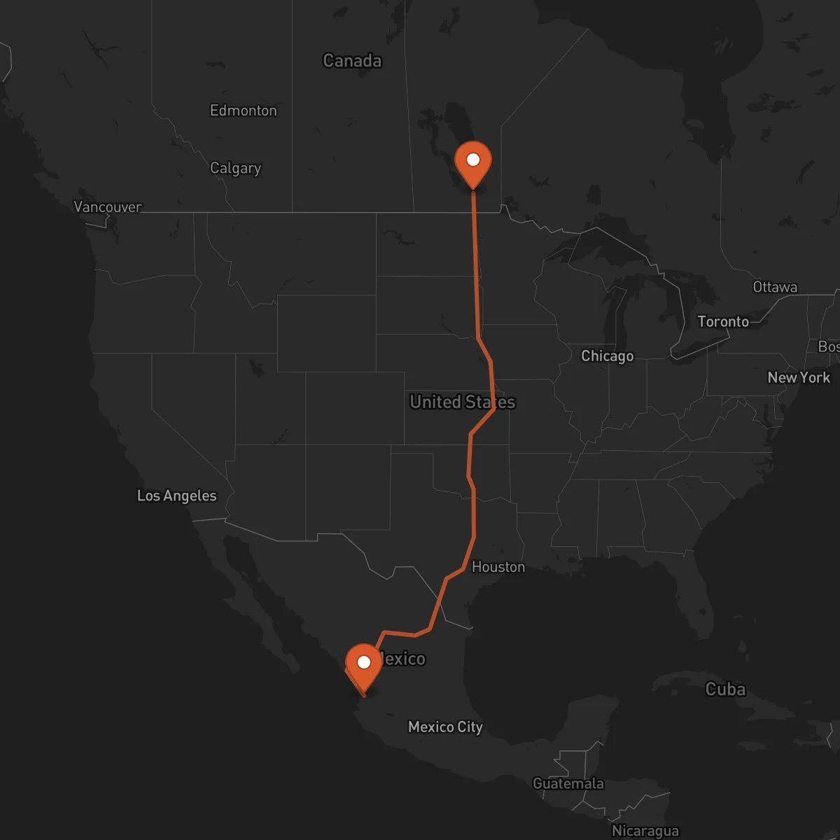 Ruta Tepic - Winnipeg