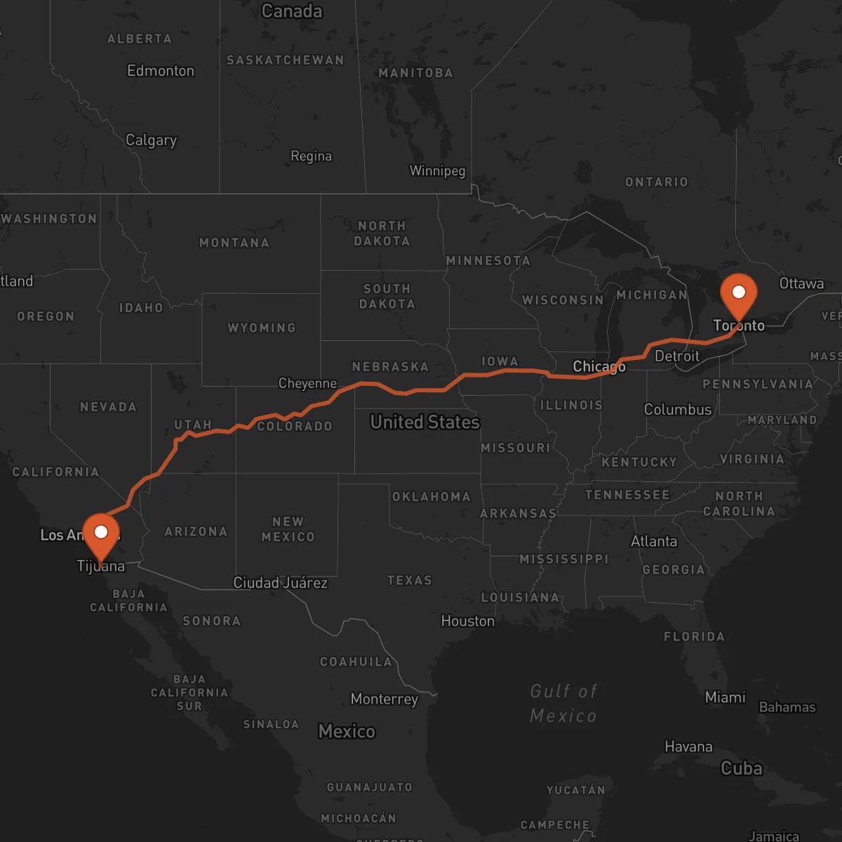 Ruta Toronto - Tijuana