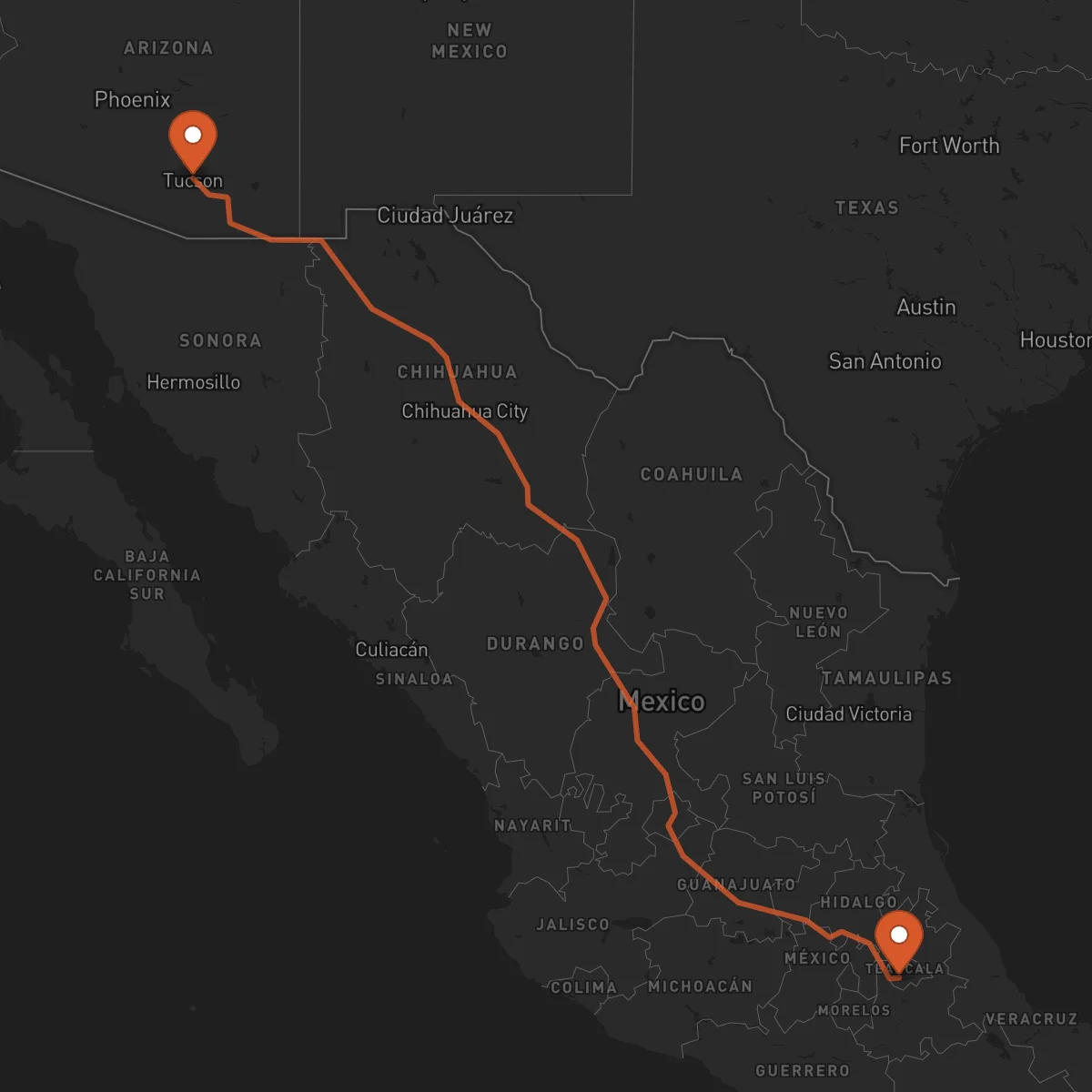 Ruta Tlaxcala - Tucson
