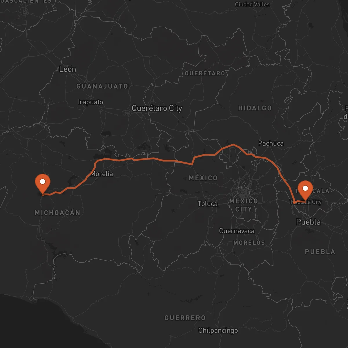 Ruta Tlaxcala de Xicohténcatl - Uruapan