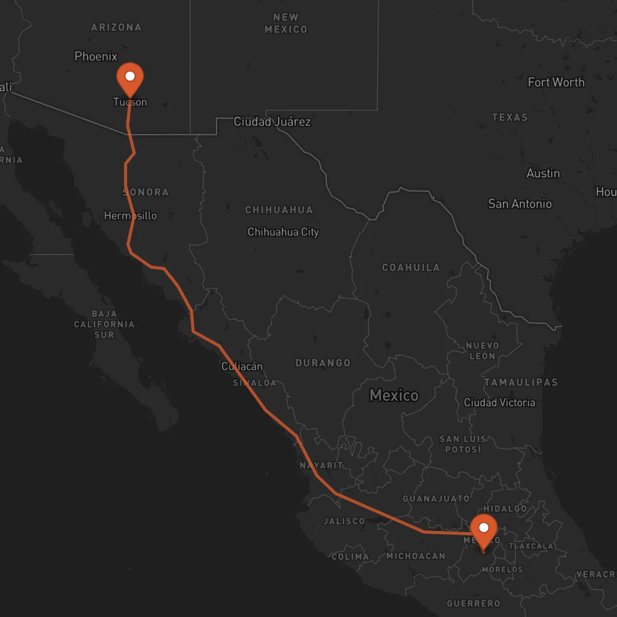 Ruta Tucson - Toluca