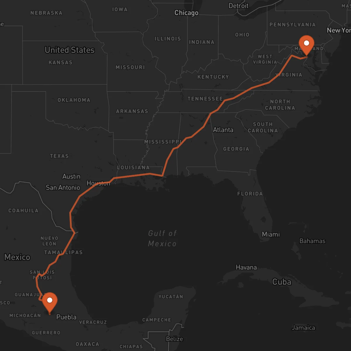 Ruta Toluca - Washington D.C.