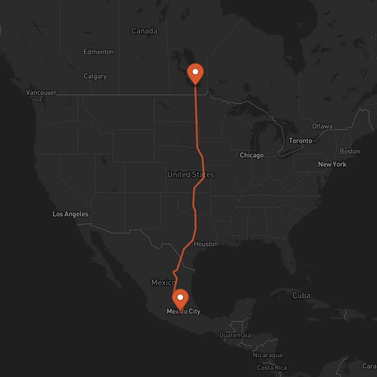 Ruta Toluca - Winnipeg