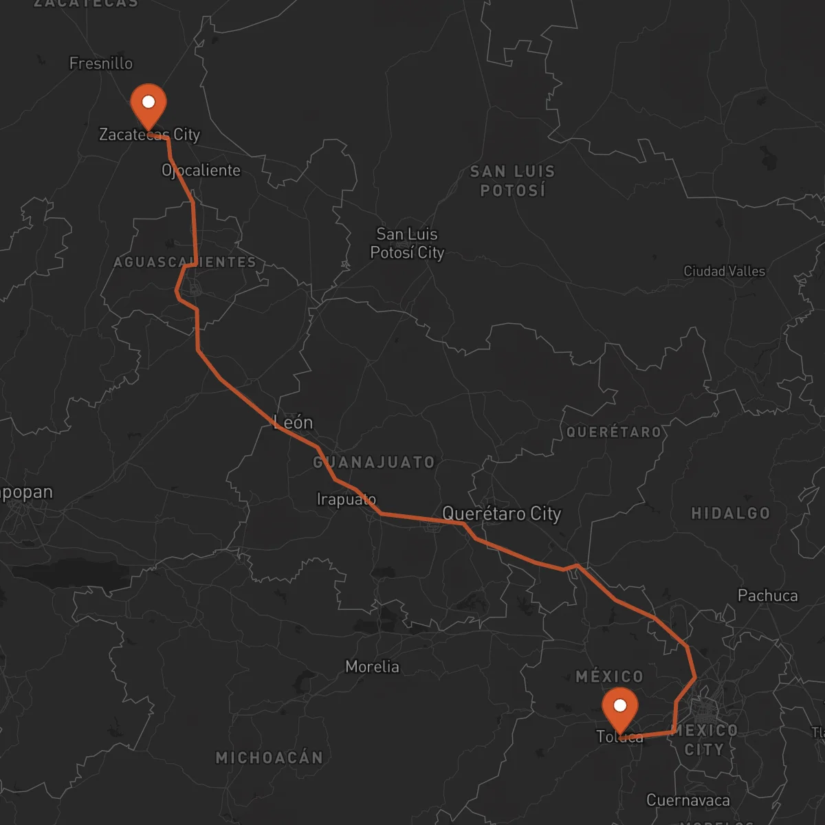 Ruta Toluca - Zacatecas
