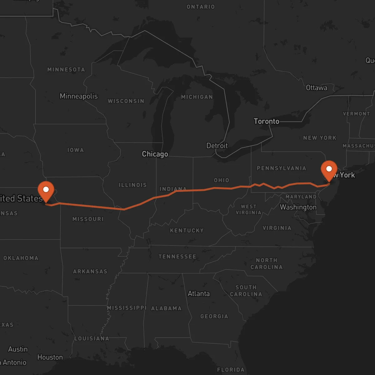 Ruta Trenton - Topeka