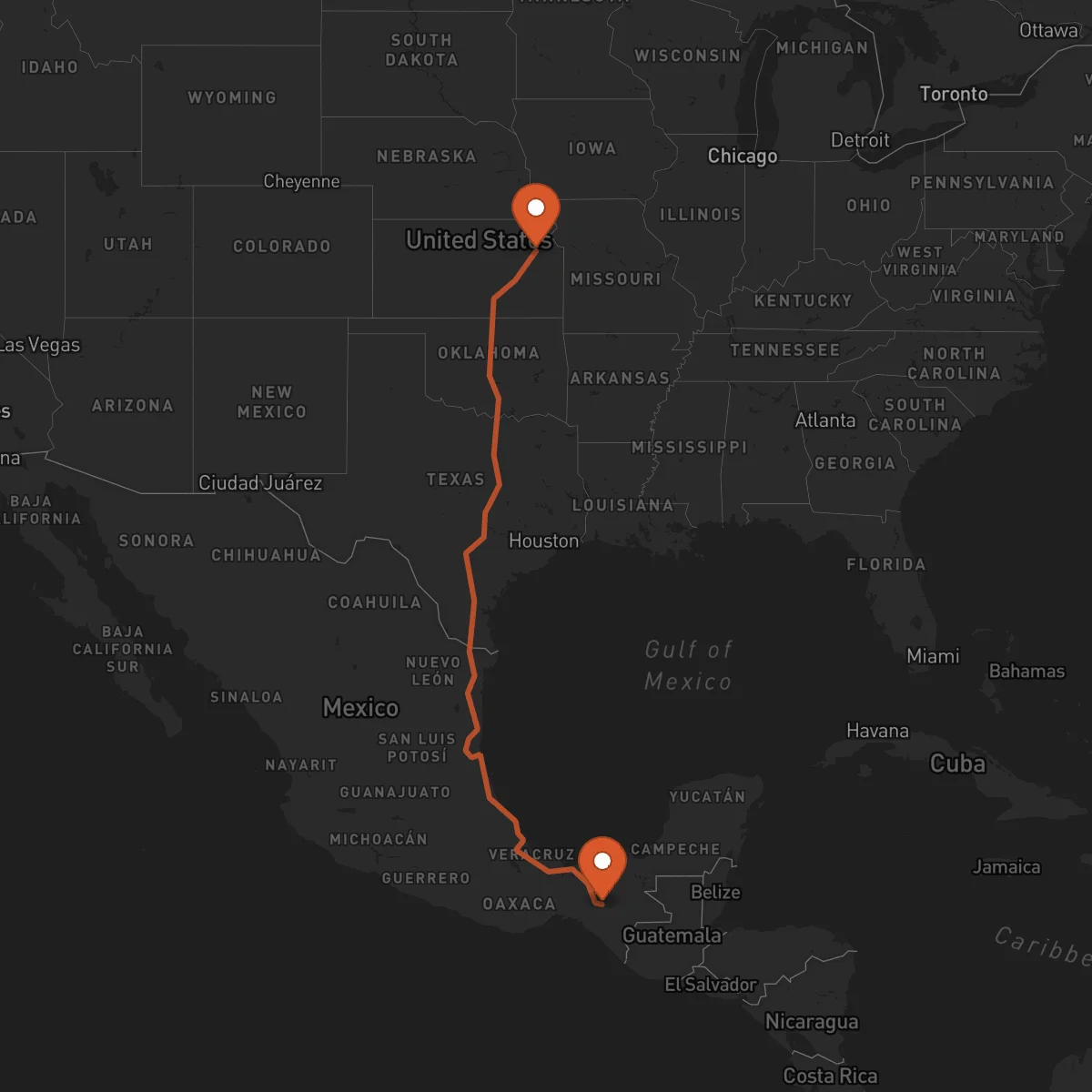 Ruta Tuxtla Gutiérrez - Topeka