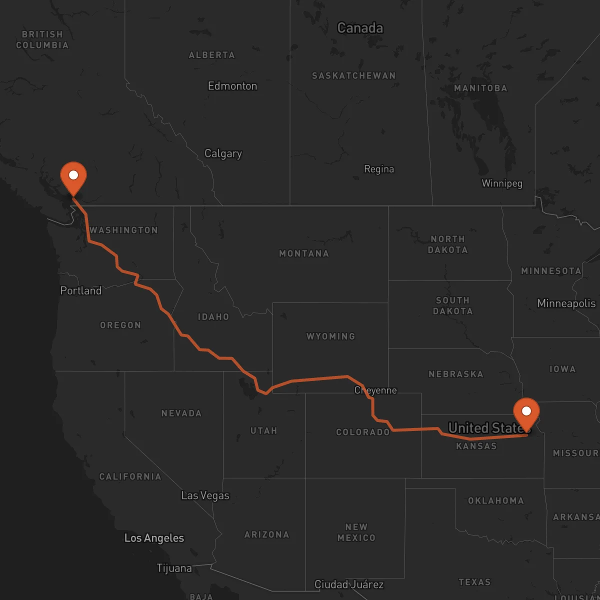 Ruta Vancouver - Topeka