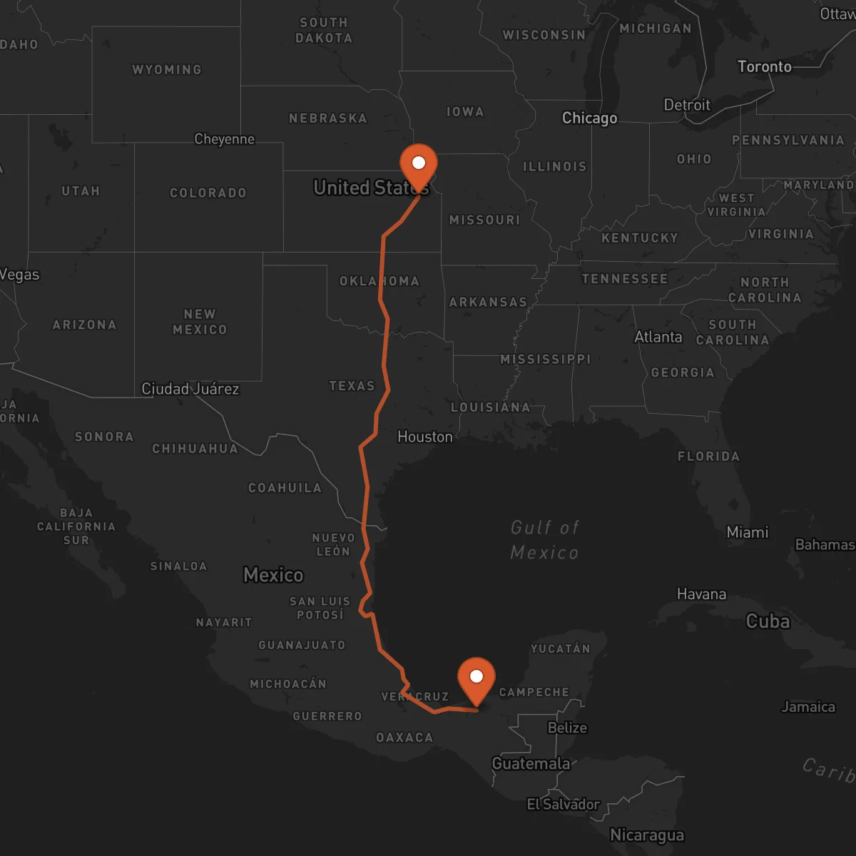 Ruta Topeka - Villahermosa