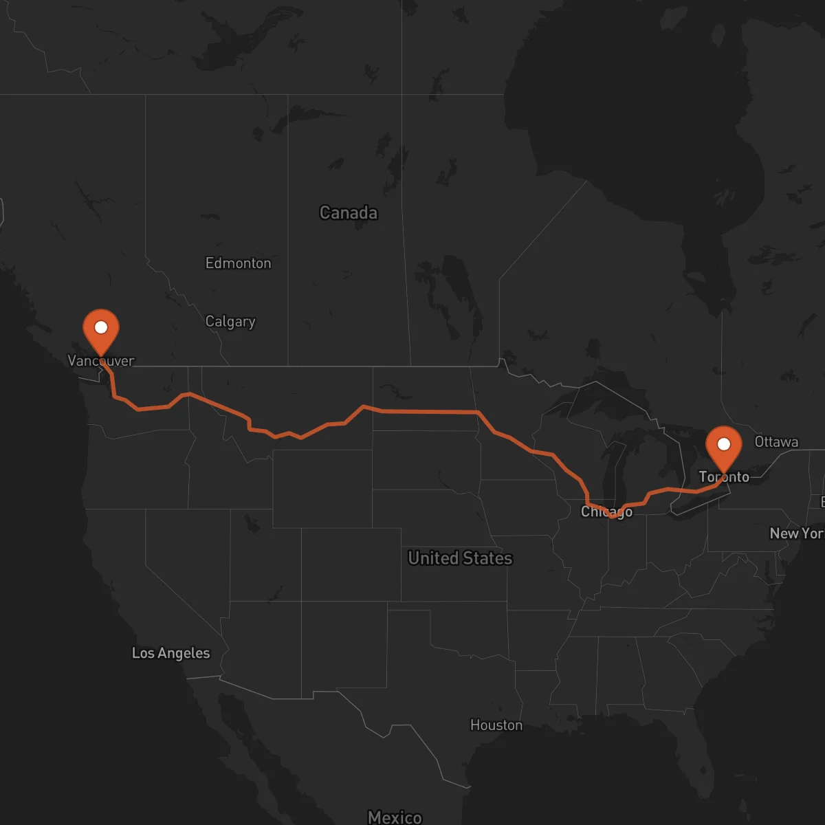 Ruta Toronto - Vancouver