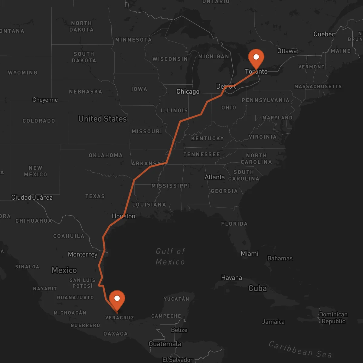 Ruta Toronto - Veracruz