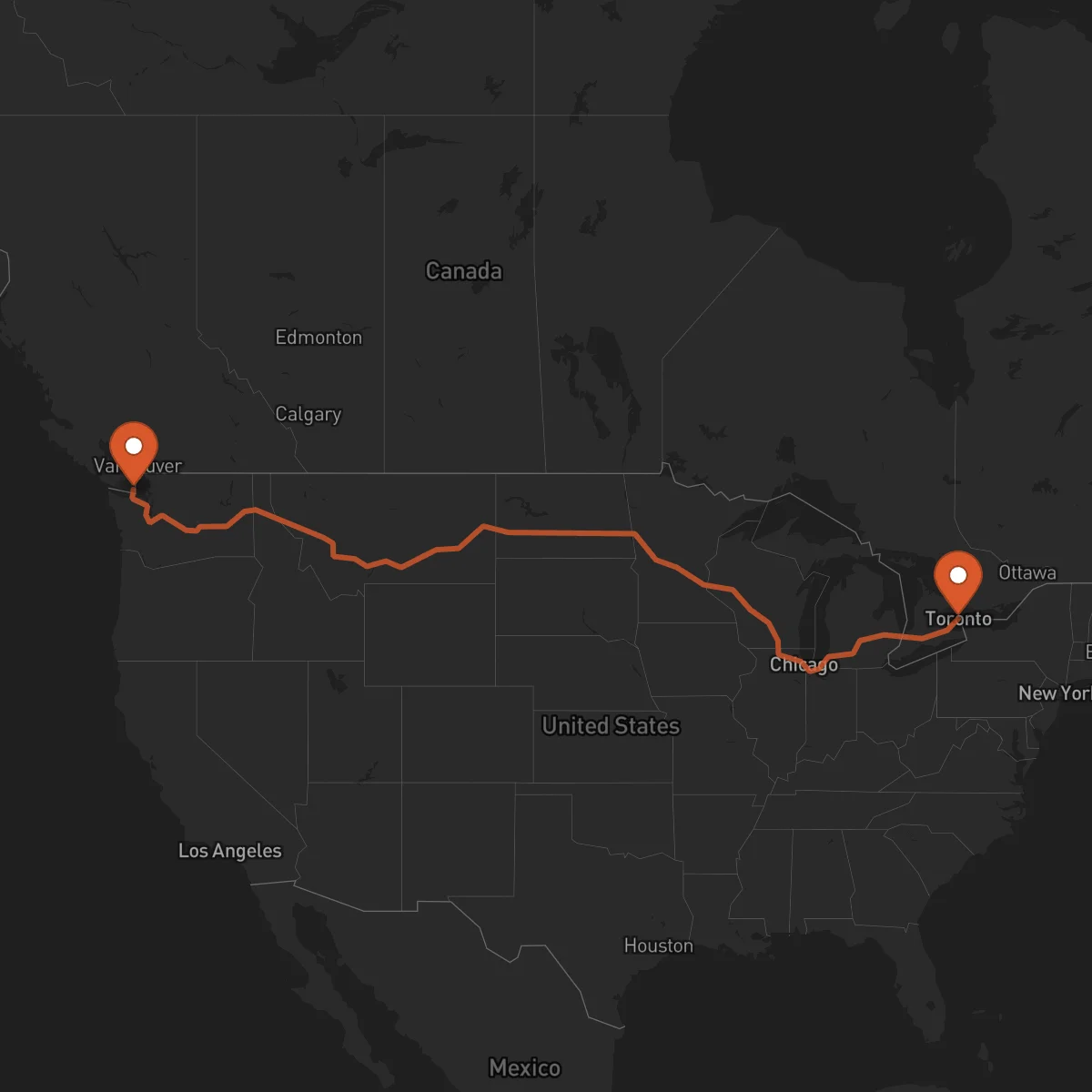 Ruta Toronto - Victoria