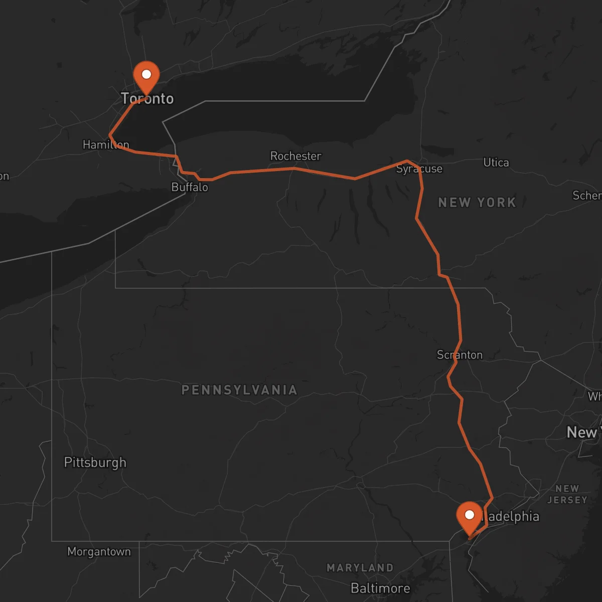 Ruta Toronto - Wilmington