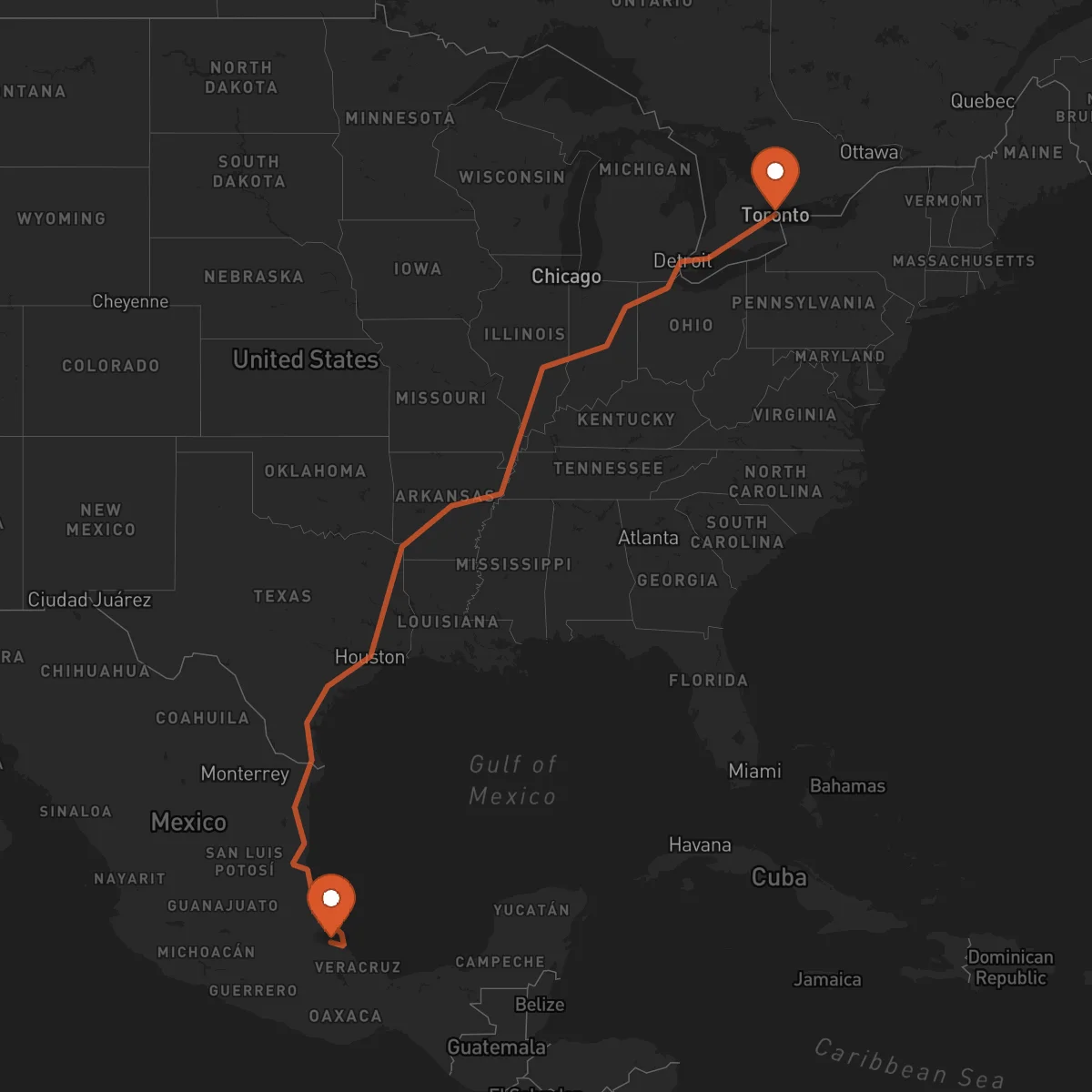 Ruta Toronto - Xalapa