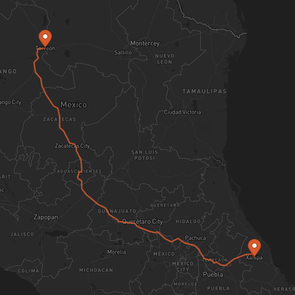 Ruta Xalapa - Torreón