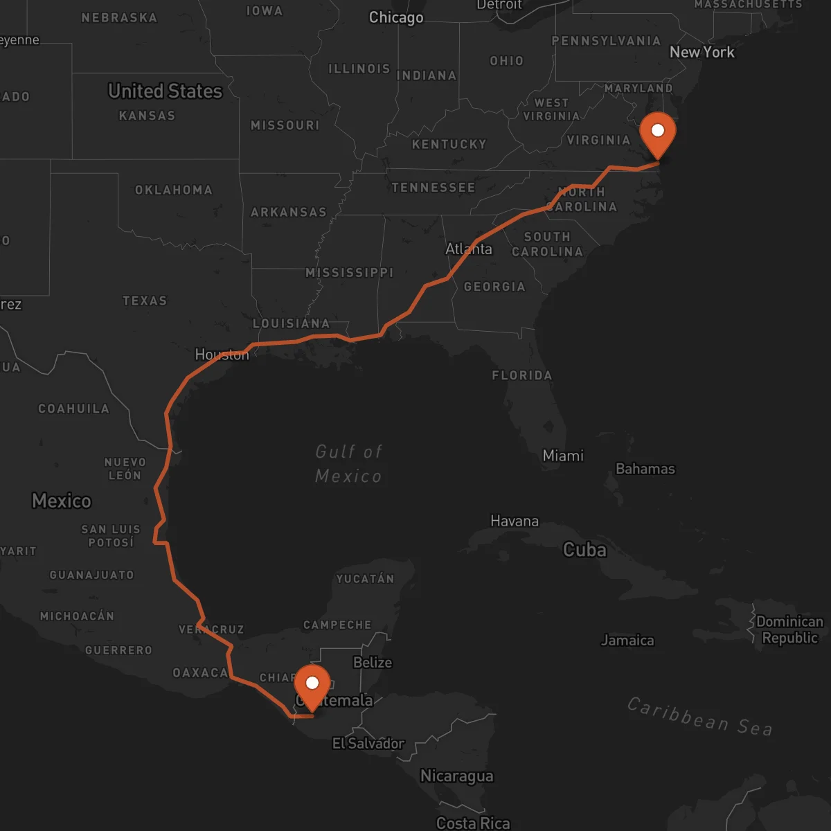 Ruta Totonicapán - Virginia Beach