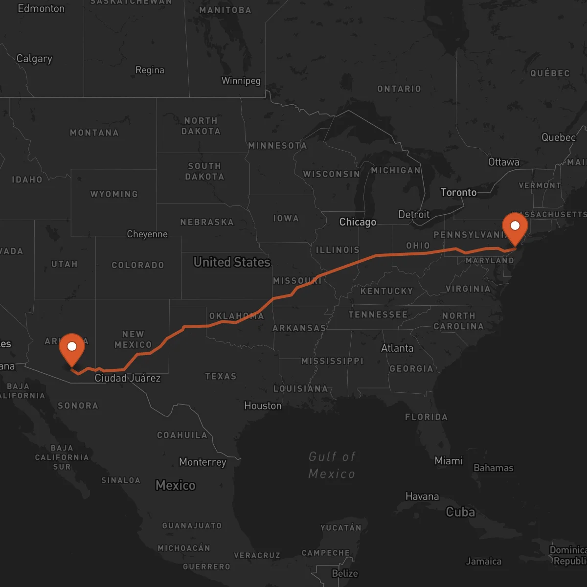 Ruta Tucson - Trenton