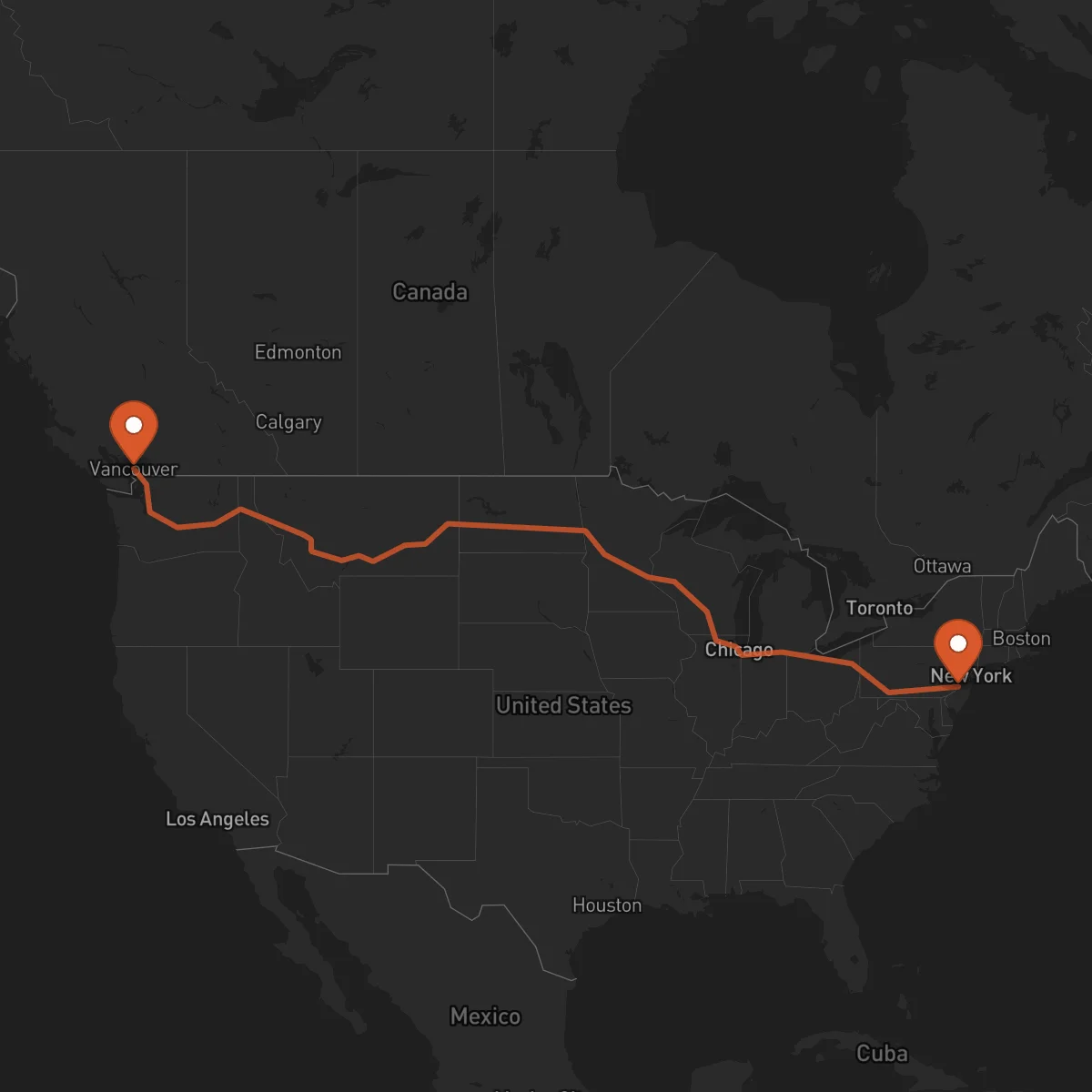 Ruta Vancouver - Trenton