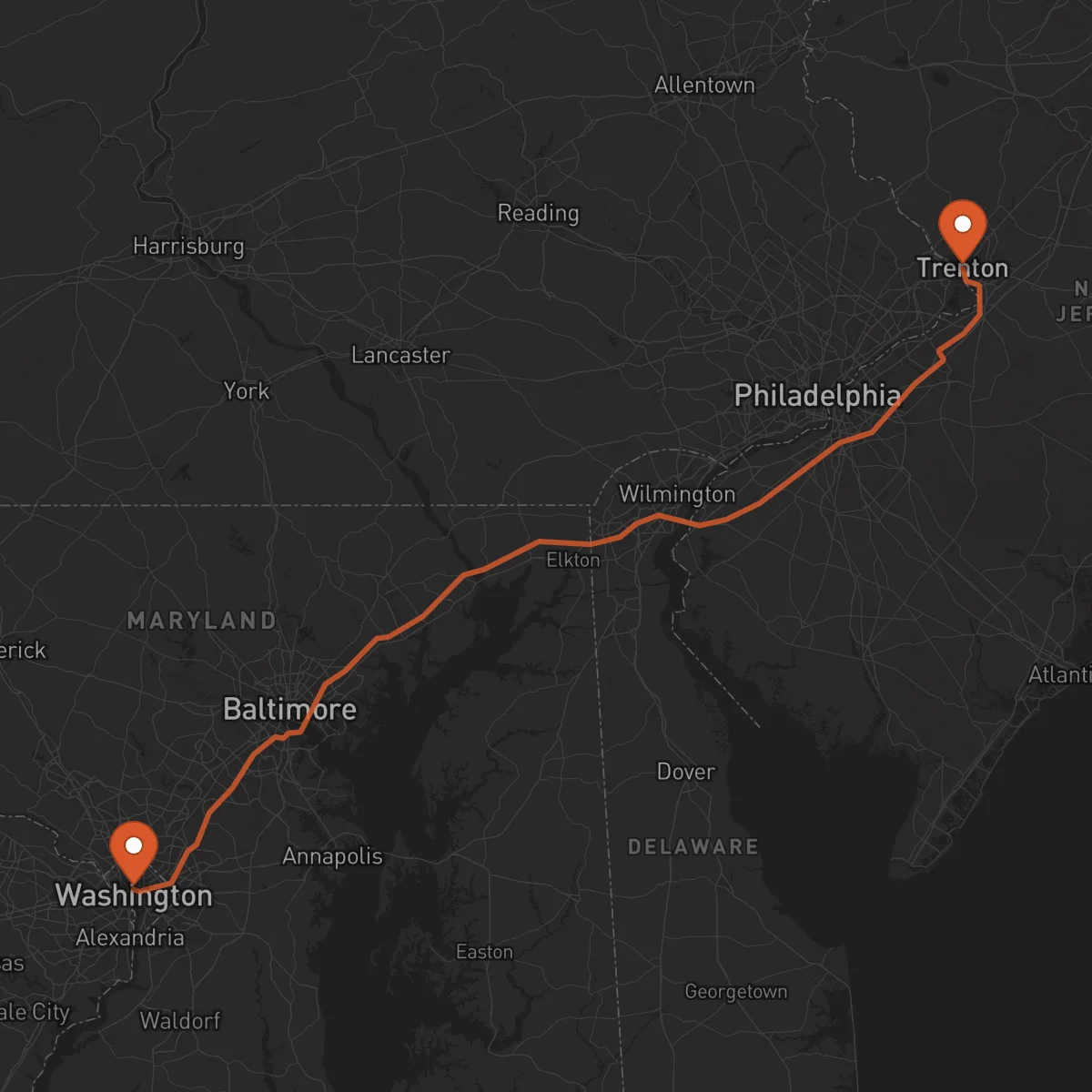 Ruta Trenton - Washington D.C.