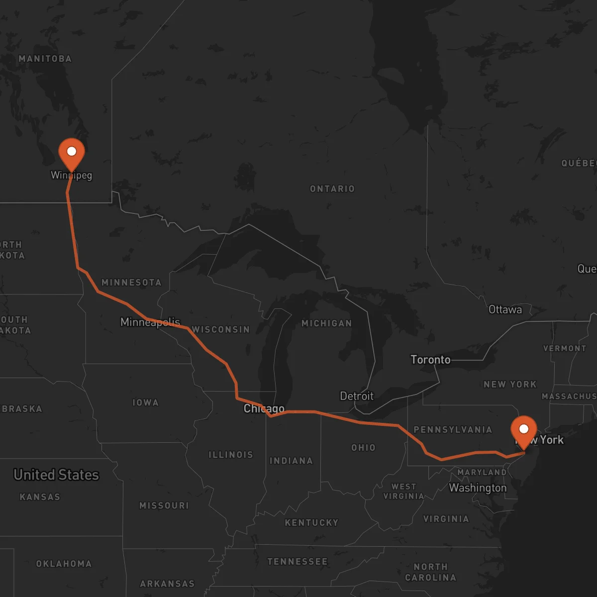 Ruta Trenton - Winnipeg