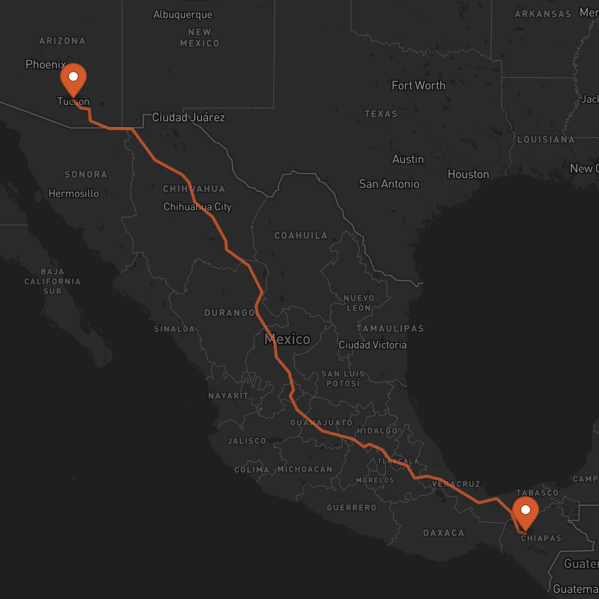 Ruta Tuxtla Gutiérrez - Tucson