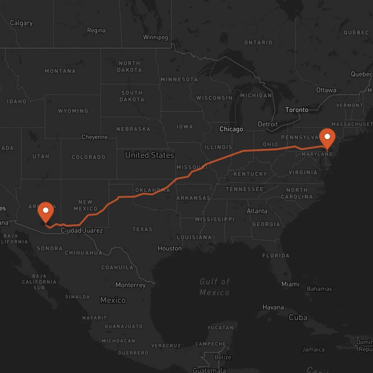 Ruta Tucson - Wilmington