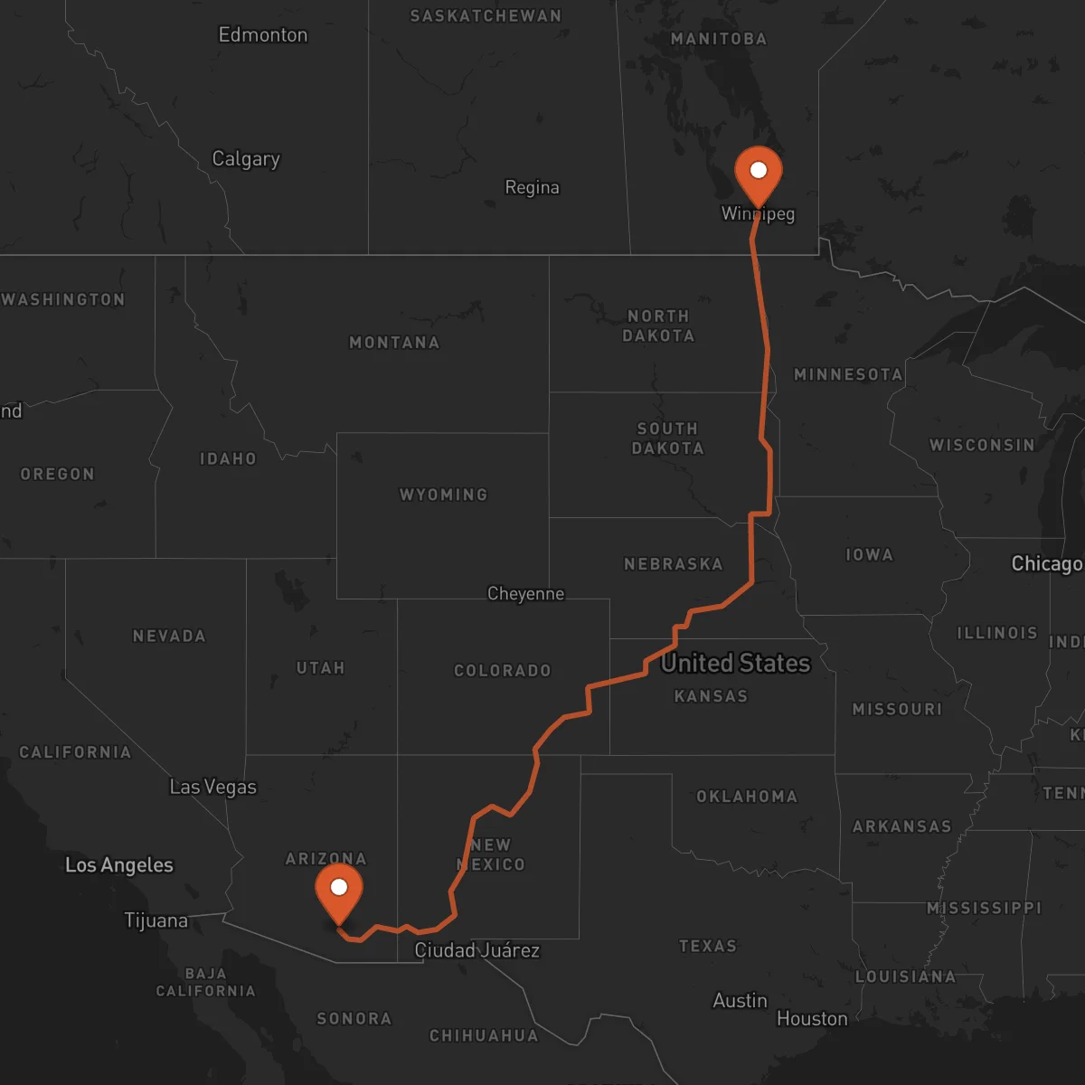 Ruta Tucson - Winnipeg