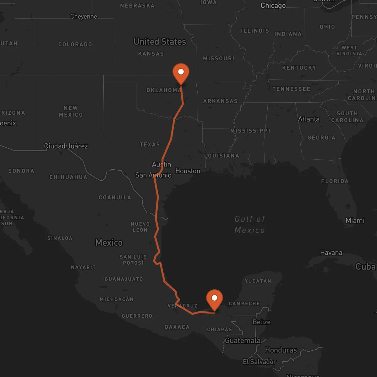 Ruta Villahermosa - Tulsa