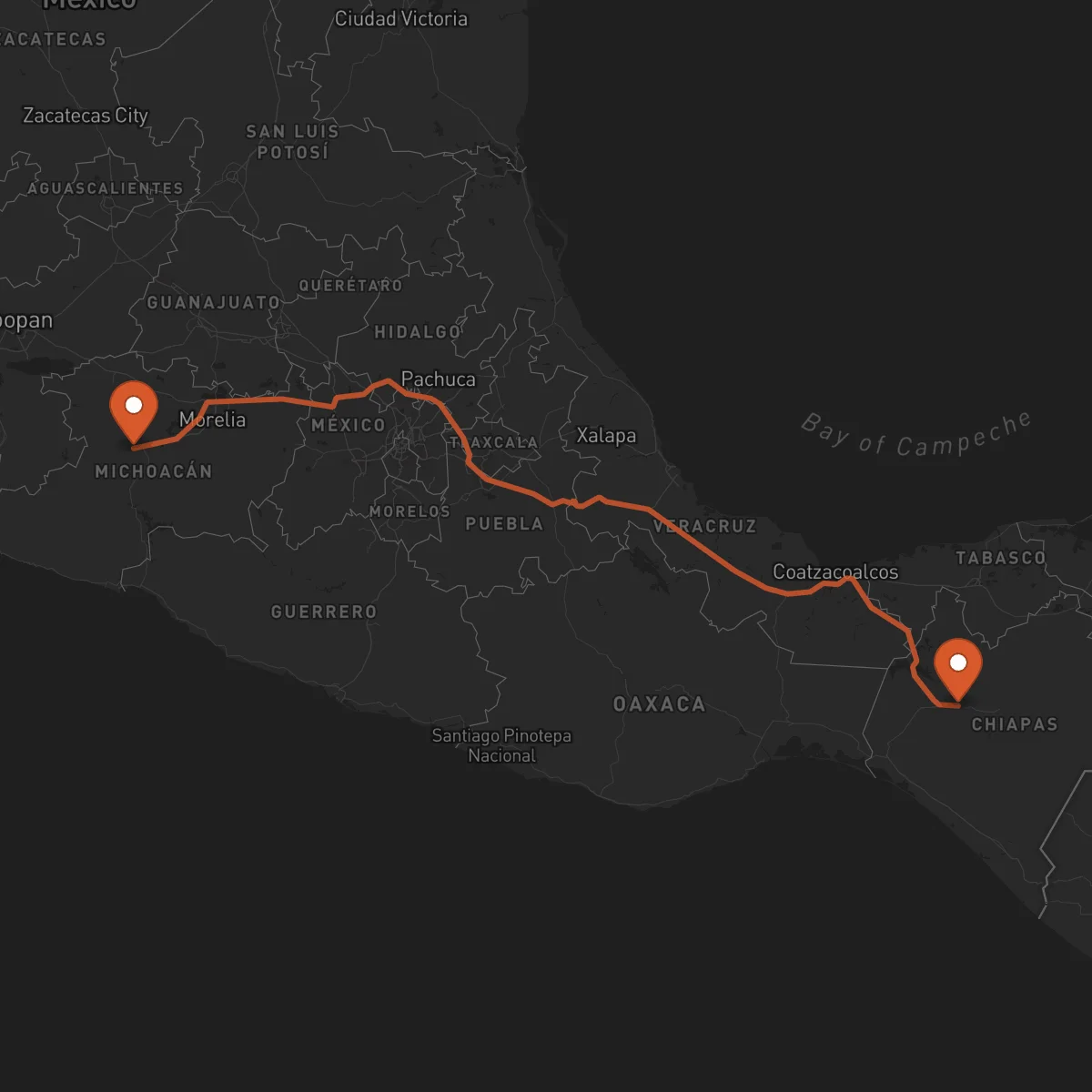 Ruta Uruapan - Tuxtla Gutiérrez