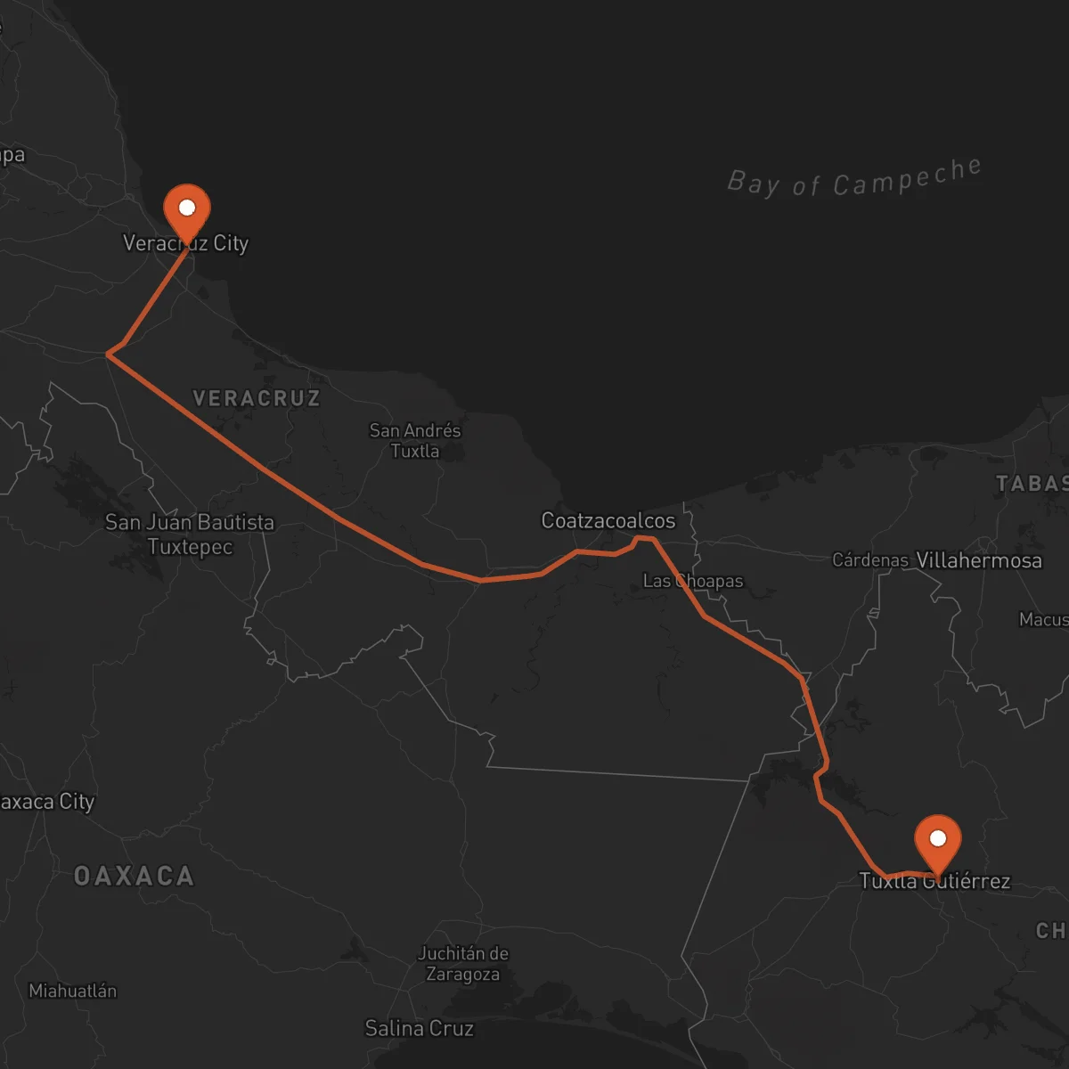 Ruta Veracruz - Tuxtla Gutiérrez