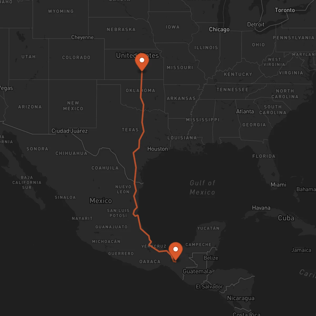 Ruta Tuxtla Gutiérrez - Wichita