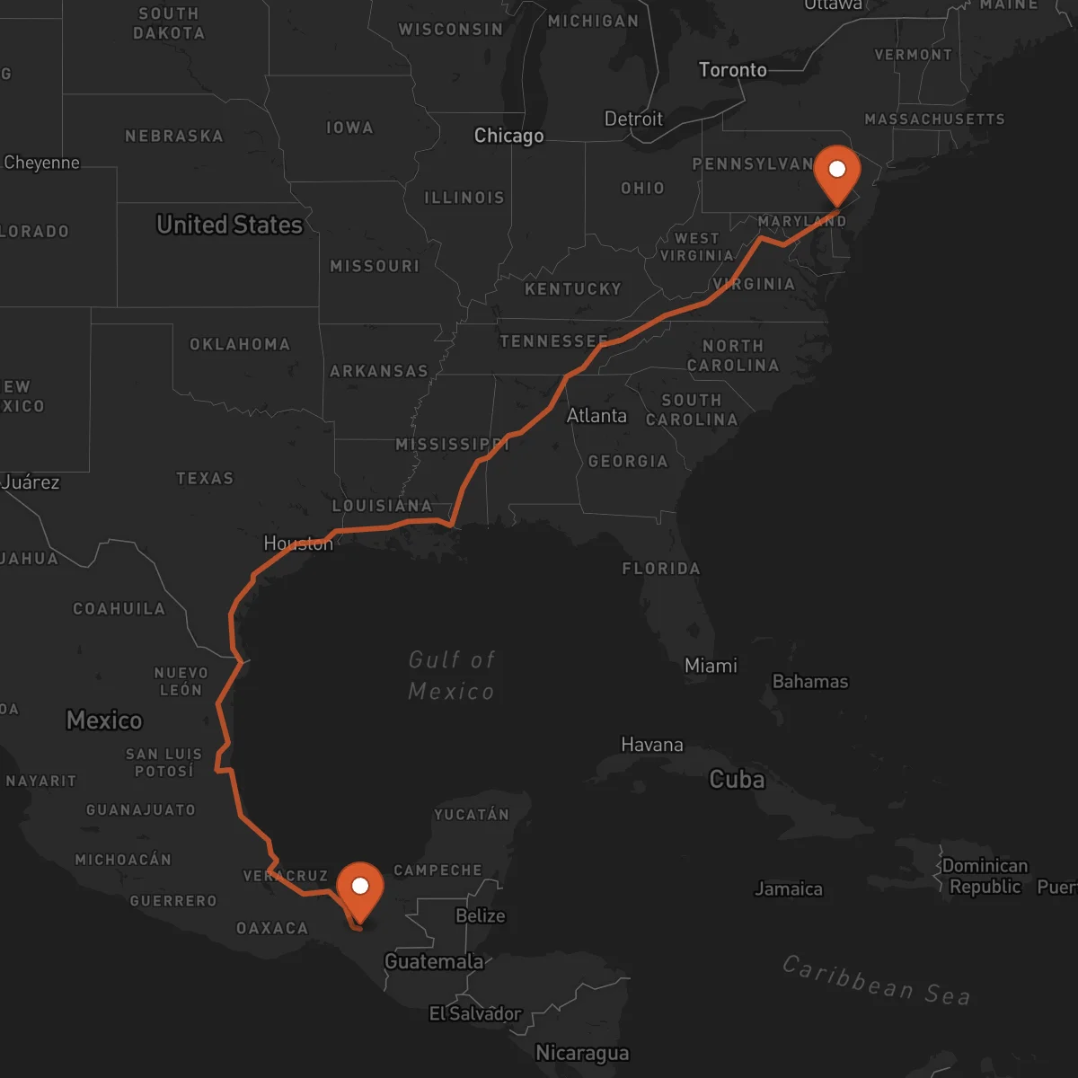 Ruta Tuxtla Gutiérrez - Wilmington