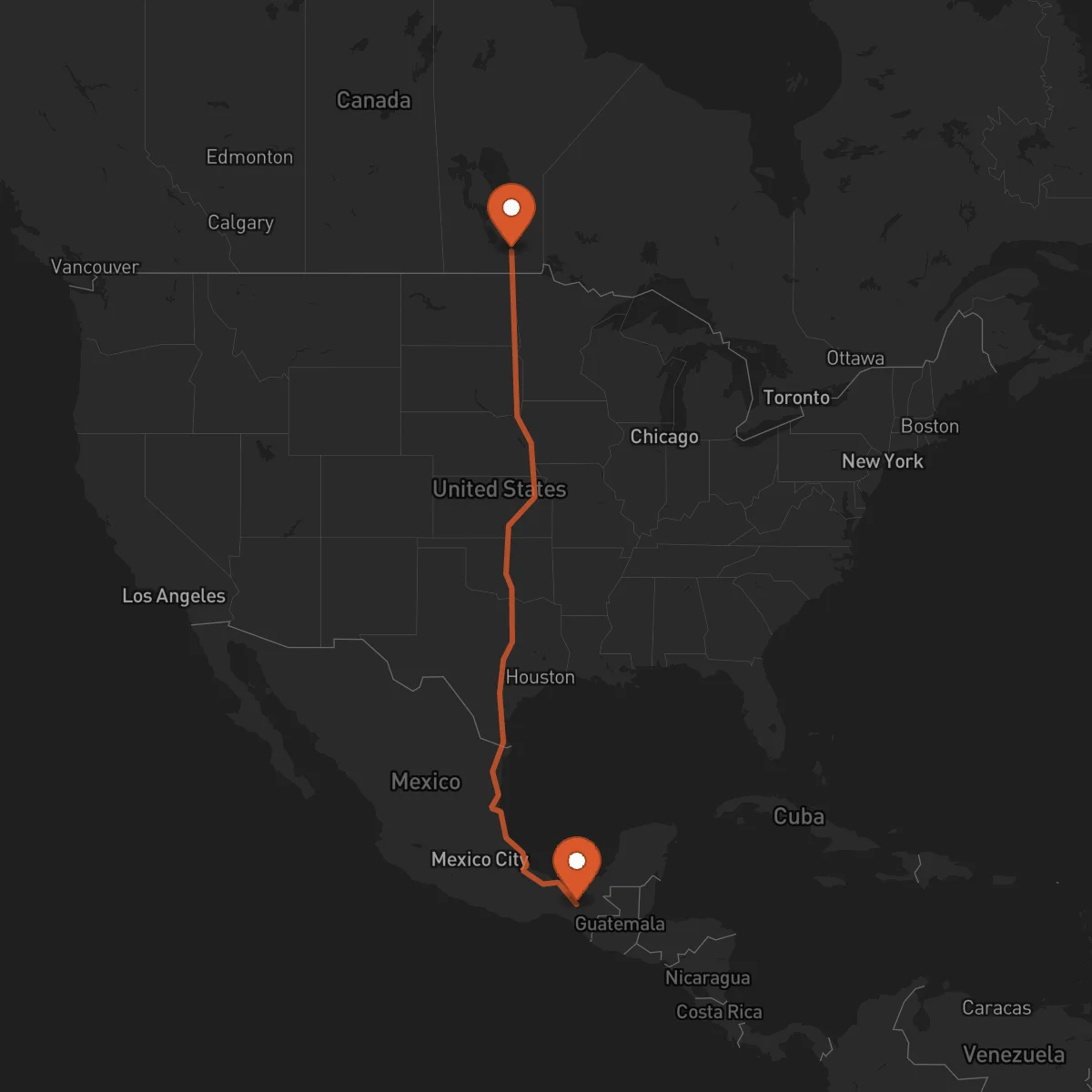 Ruta Tuxtla Gutiérrez - Winnipeg