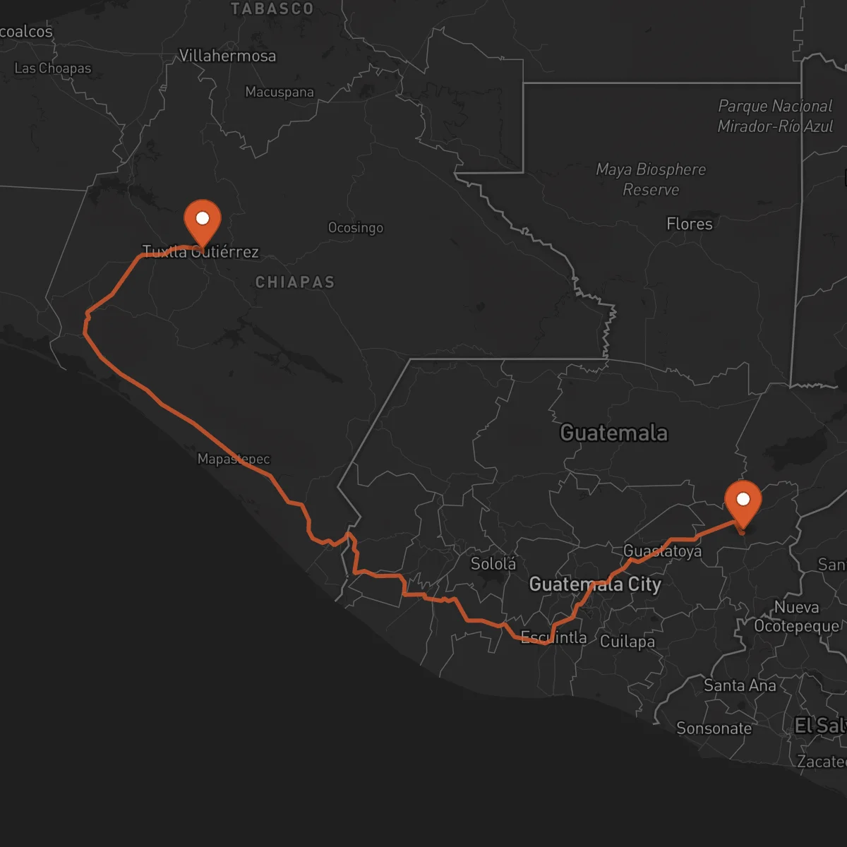 Ruta Tuxtla Gutiérrez - Zacapa