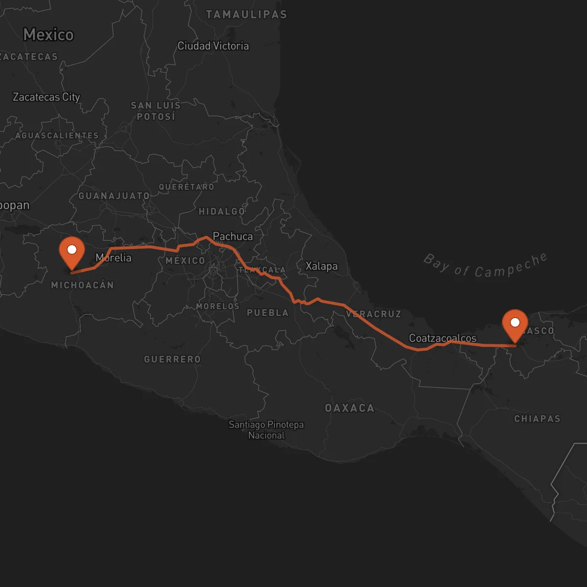 Ruta Uruapan - Villahermosa
