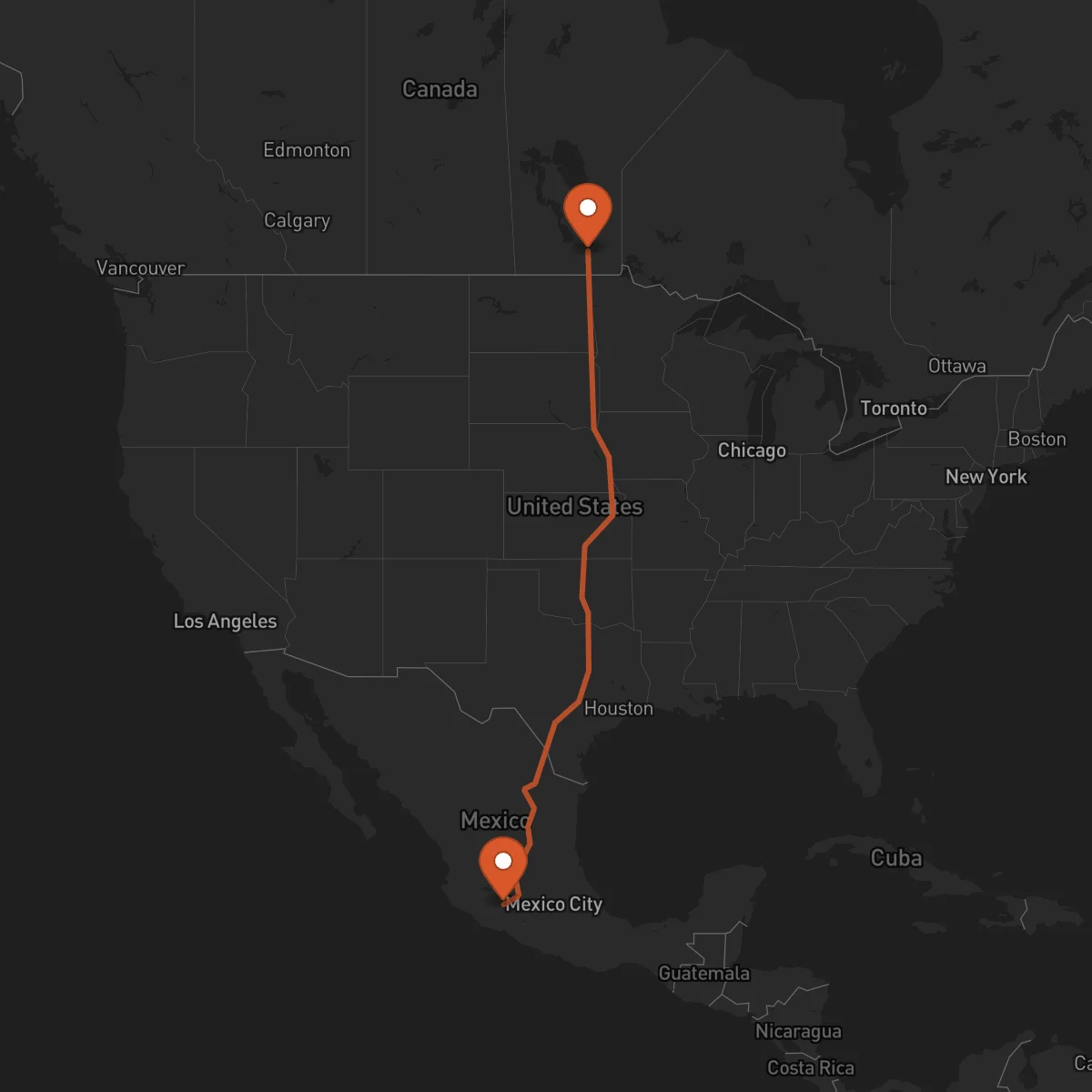 Ruta Uruapan - Winnipeg