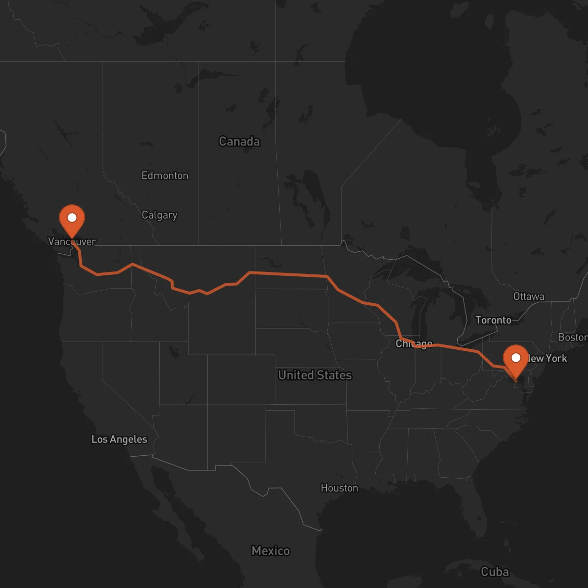 Ruta Vancouver - Washington D.C.