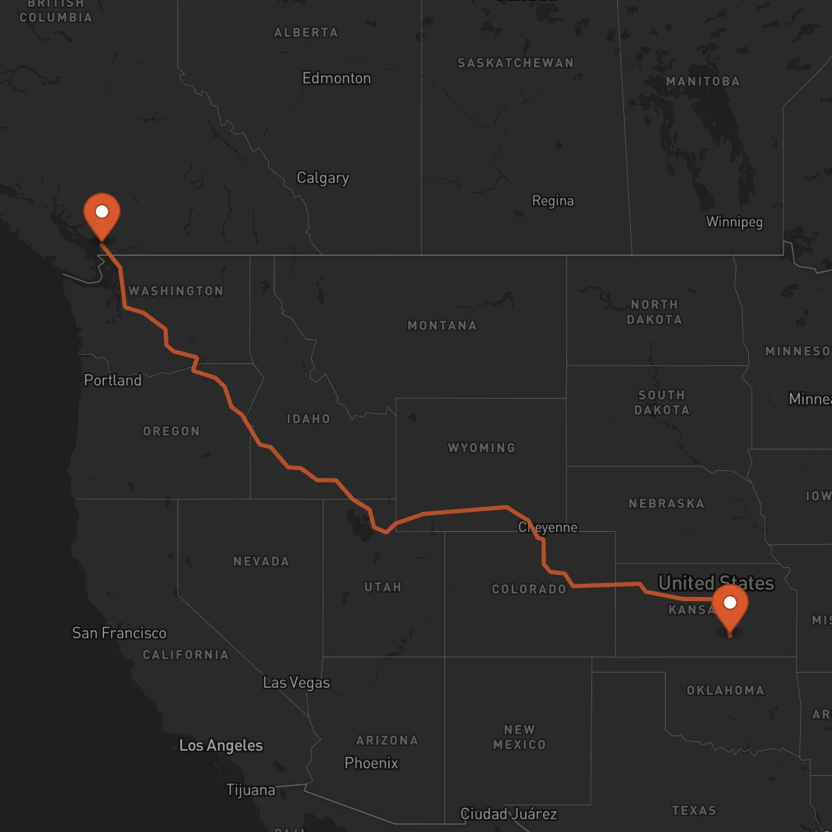 Ruta Vancouver - Wichita